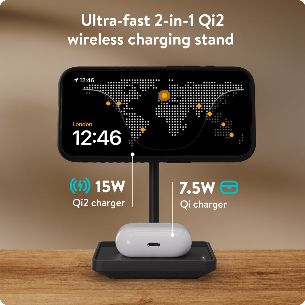 Mous Charging Stand with Qi2 — Matte Black - Main Image