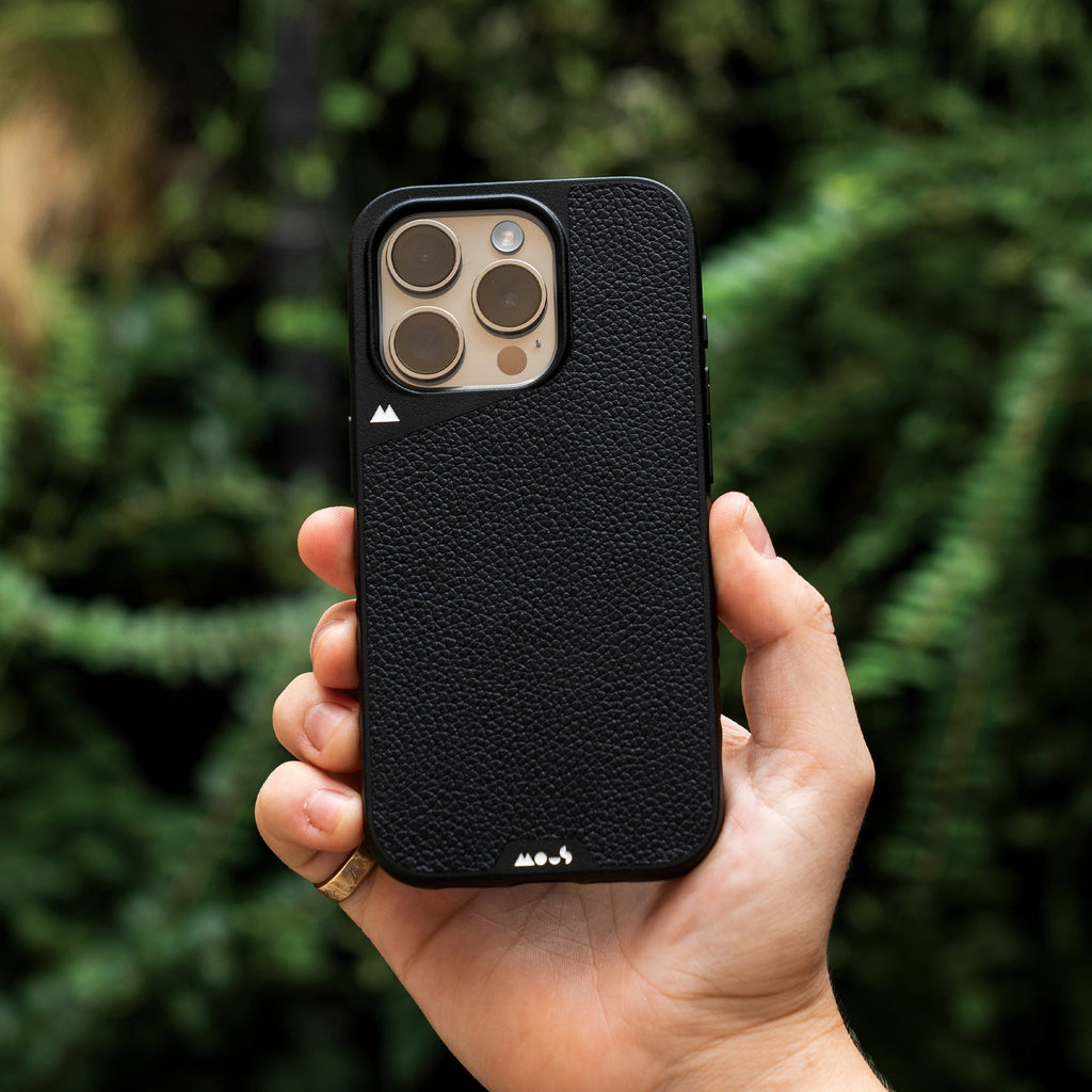 Mous MagSafe® Compatible Black Leather Phone Case Limitless