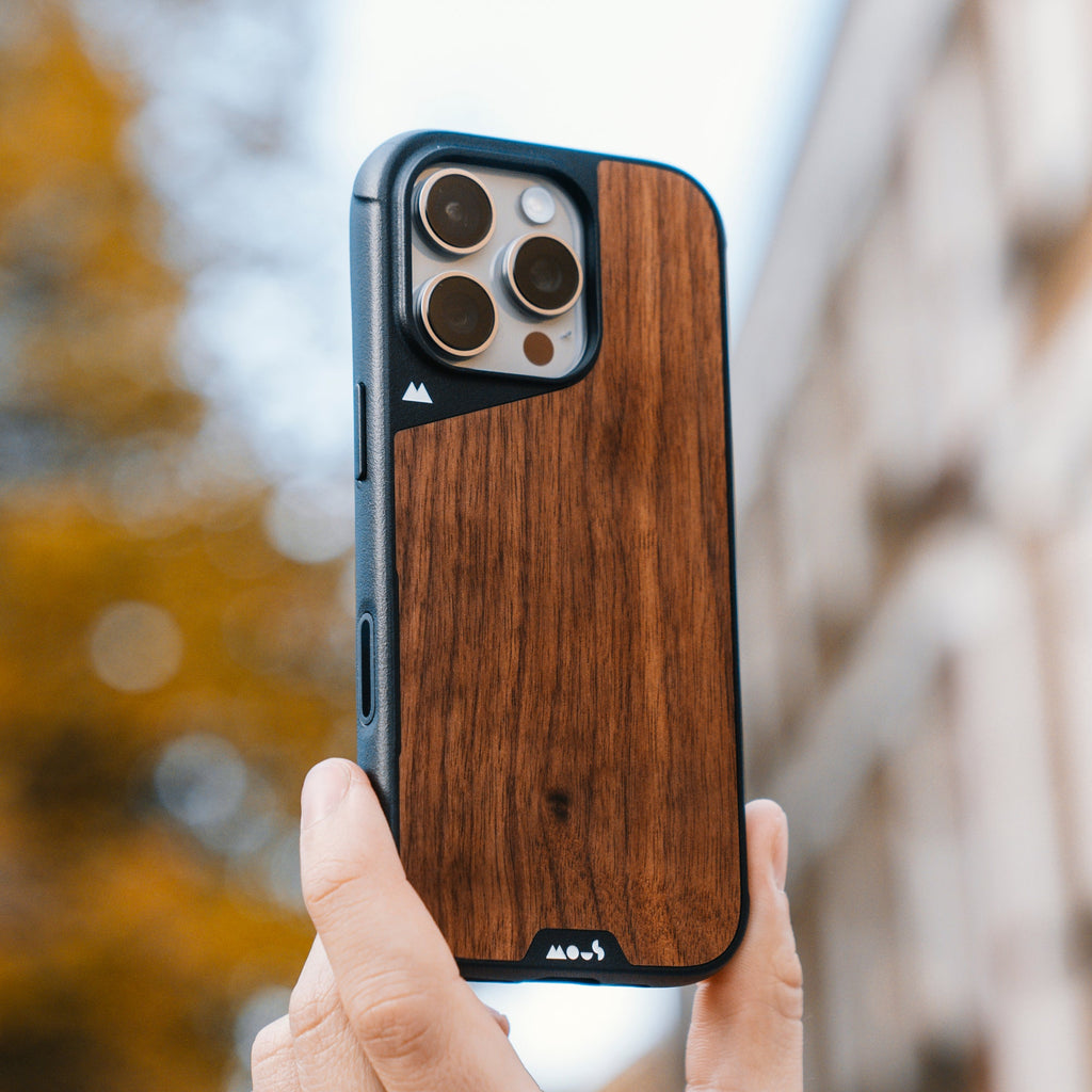 Mous MagSafe® Compatible Walnut Phone Case with Camera Control