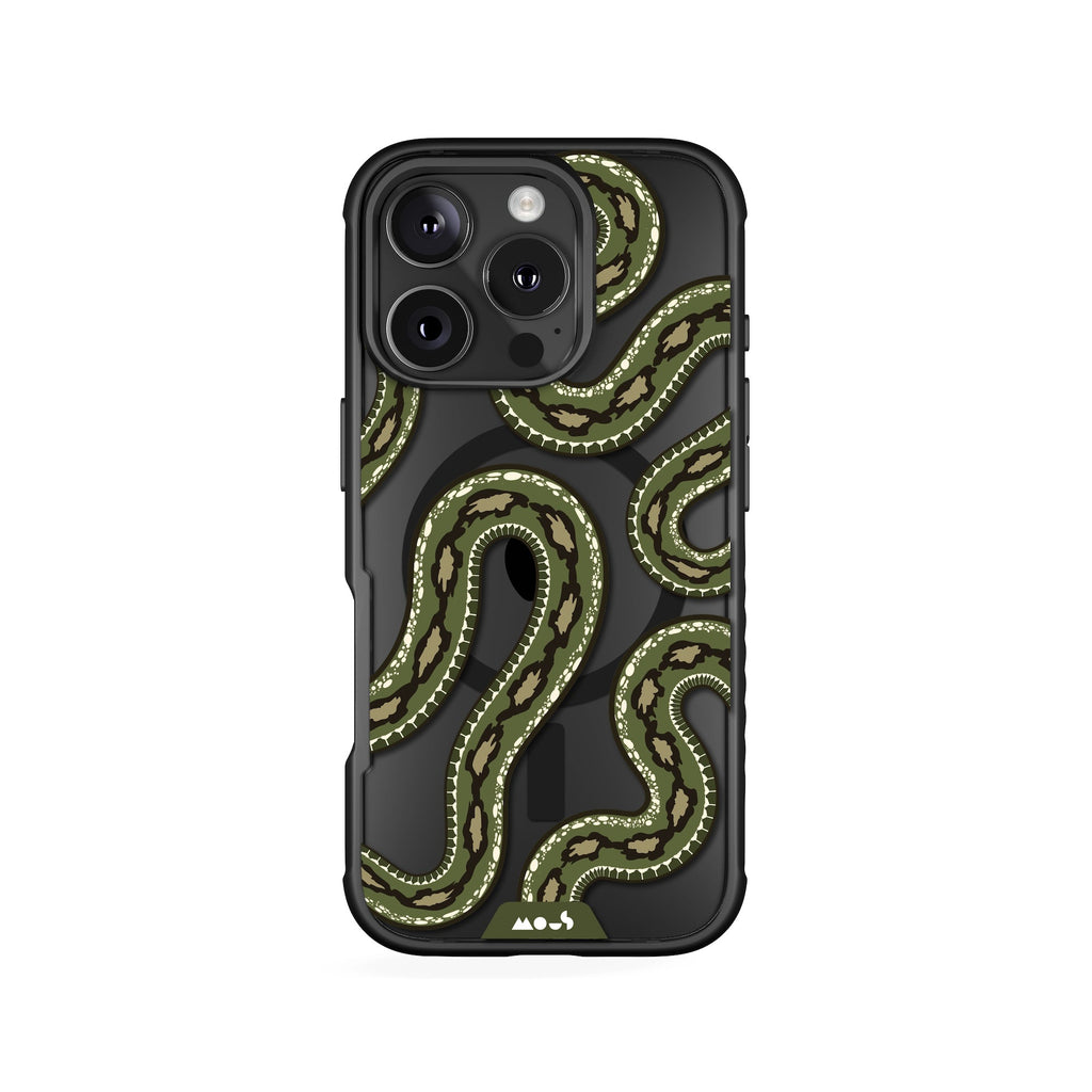 Mous Green Tree Python Protective Phone Case Clarity MagSafe x
