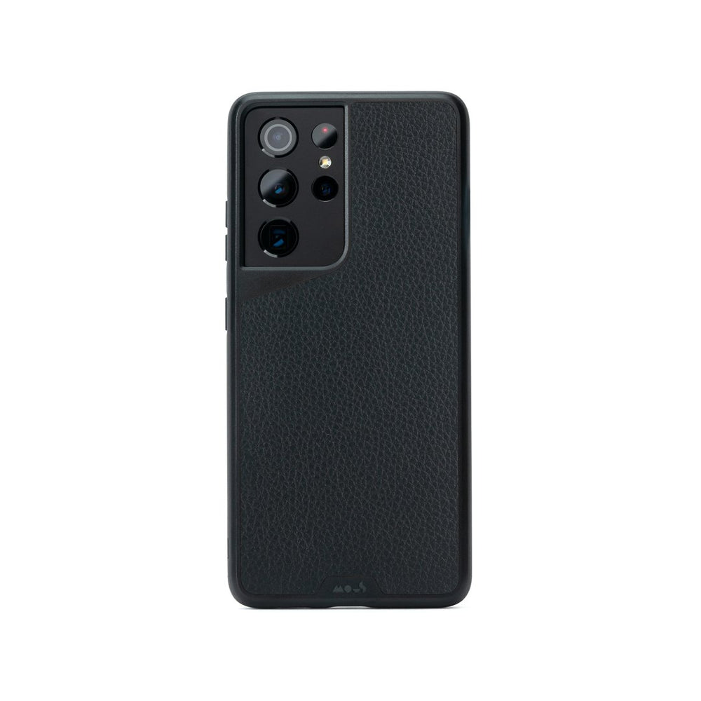 Black Leather Indestructible Galaxy S21 Ultra Case | Black Leather