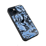 Clear Protective Phone Case Transparent Qi Wireless Charging Marbled Sky Blue Design | iPhone 13,iPhone 13 mini