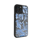 Clear Protective Phone Case Transparent Qi Wireless Charging Marbled Sky Blue Design | iPhone 15 Pro,iPhone 15 Pro Max