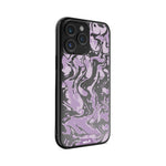 Clear Protective Phone Case Transparent Qi Wireless Charging Marbled Lilac Purple Design | iPhone 15 Pro,iPhone 15 Pro Max