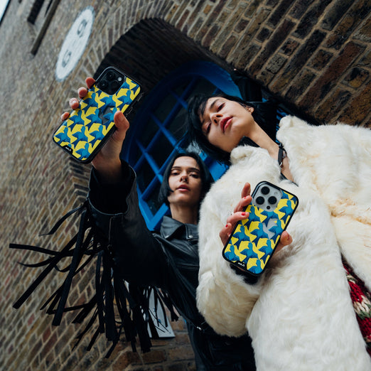 Ukrainian-designed phone cases by The Bloom Twins for War Child. Stylish art, meaningful impact.