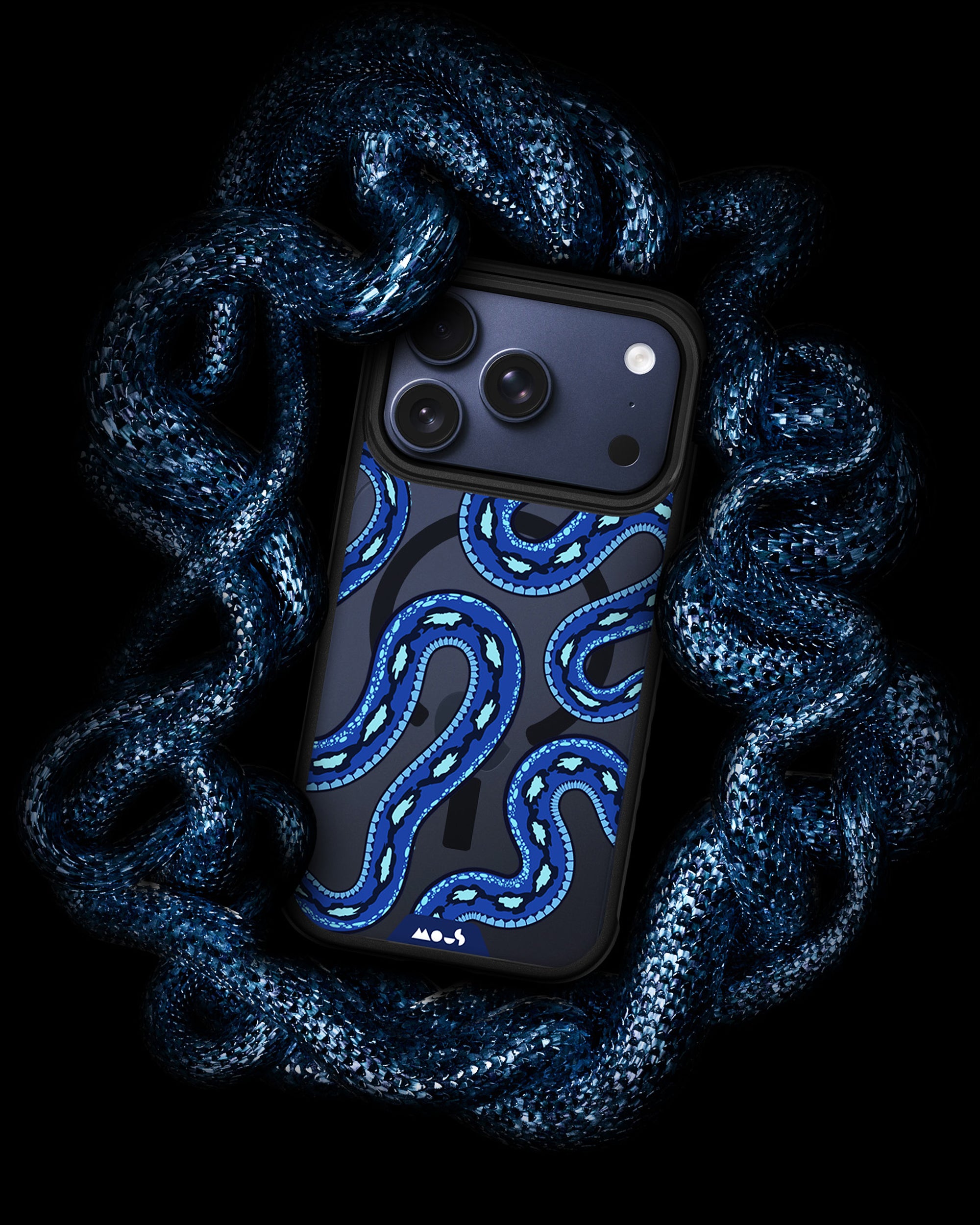 Mous | Blue Viper Protective Phone Case - Serpent MagSafe