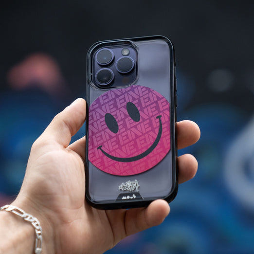 Clear Transparent iPhone Case Ben Eine Pink Smiley MagSafe Wireless Charging