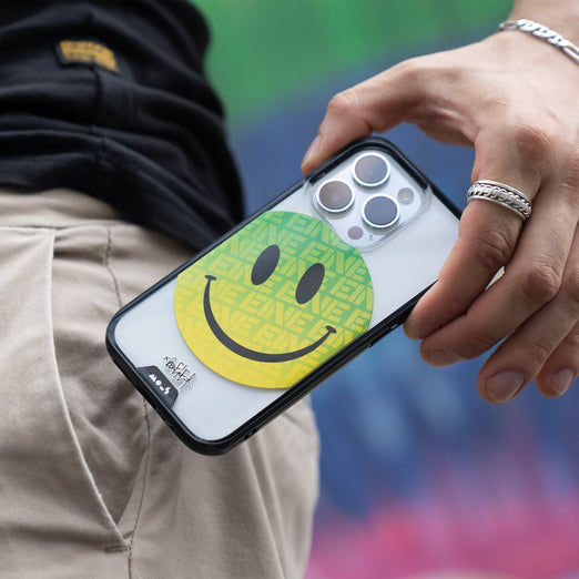 Clear Transparent iPhone Case Ben Eine Green Smiley MagSafe Wireless Charging