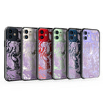 Clear Protective Phone Case Transparent Qi Wireless Charging Marbled Lilac Purple Design | iPhone 12,iPhone 12 mini