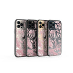 Clear Protective Phone Case Transparent Qi Wireless Charging Marbled Dusky Pink Design | iPhone 12 Pro Max,iPhone 12 Pro