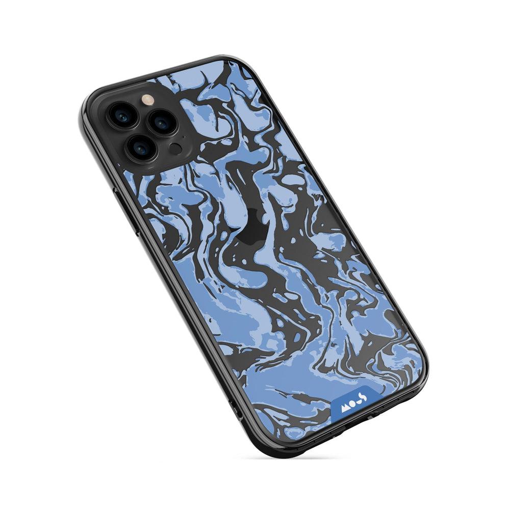 Clear Protective Phone Case Transparent Qi Wireless Charging Marbled Sky Blue Design |