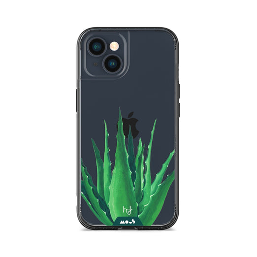 Clear Protective Phone Case Transparent Qi Wireless Charging Spiky Plant Aloe Vera Henry Fraser Design