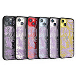 Clear Protective Phone Case Transparent Qi Wireless Charging Marbled Lilac Purple Design | iPhone 14 Plus,iPhone 14