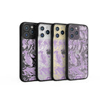 Clear Protective Phone Case Transparent Qi Wireless Charging Marbled Lilac Purple Design | iPhone 14 Pro Max,iPhone 14 Pro