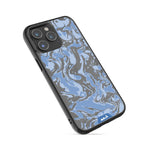 Clear Protective Phone Case Transparent Qi Wireless Charging Marbled Sky Blue Design | iPhone 15 Pro,iPhone 15 Pro Max