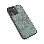 Clear Protective Phone Case Transparent Qi Wireless Charging Marbled Sage Green Design | iPhone 15 Pro,iPhone 15 Pro Max