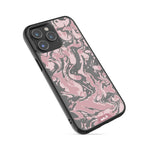 Clear Protective Phone Case Transparent Qi Wireless Charging Marbled Dusky Pink Design |iPhone 15 Pro,iPhone 15 Pro Max