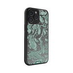 Clear Protective Phone Case Transparent Qi Wireless Charging Marbled Sage Green Design |iPhone 15 Pro,iPhone 15 Pro Max