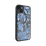 Clear Protective Phone Case Transparent Qi Wireless Charging Marbled Sky Blue Design | iPhone 14 Plus,iPhone 14,iPhone 15,iPhone 15 Plus